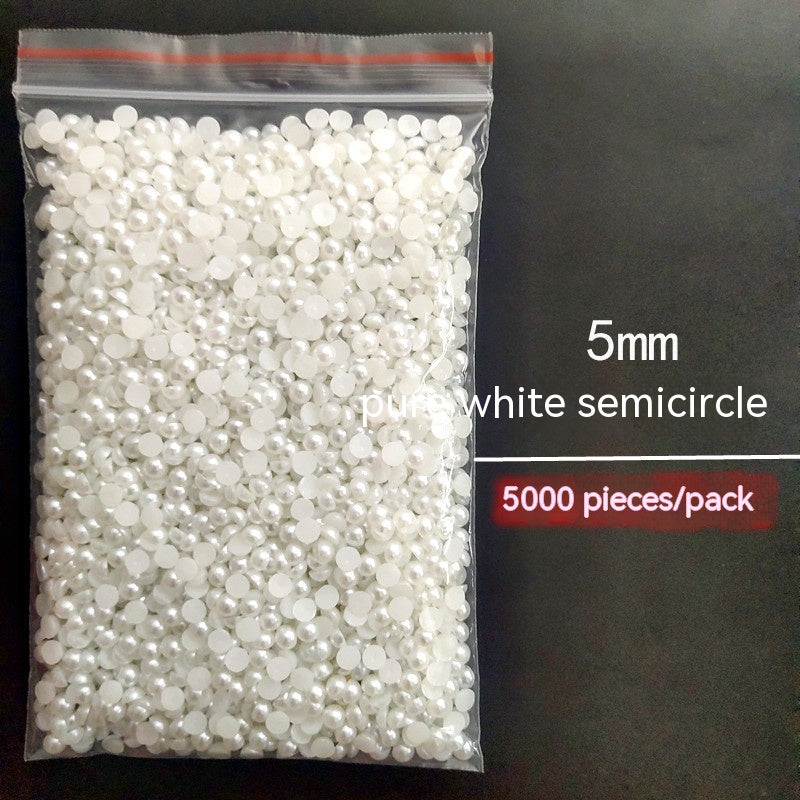Manicure Flat Semicircle Pure White Rice White Pearl
