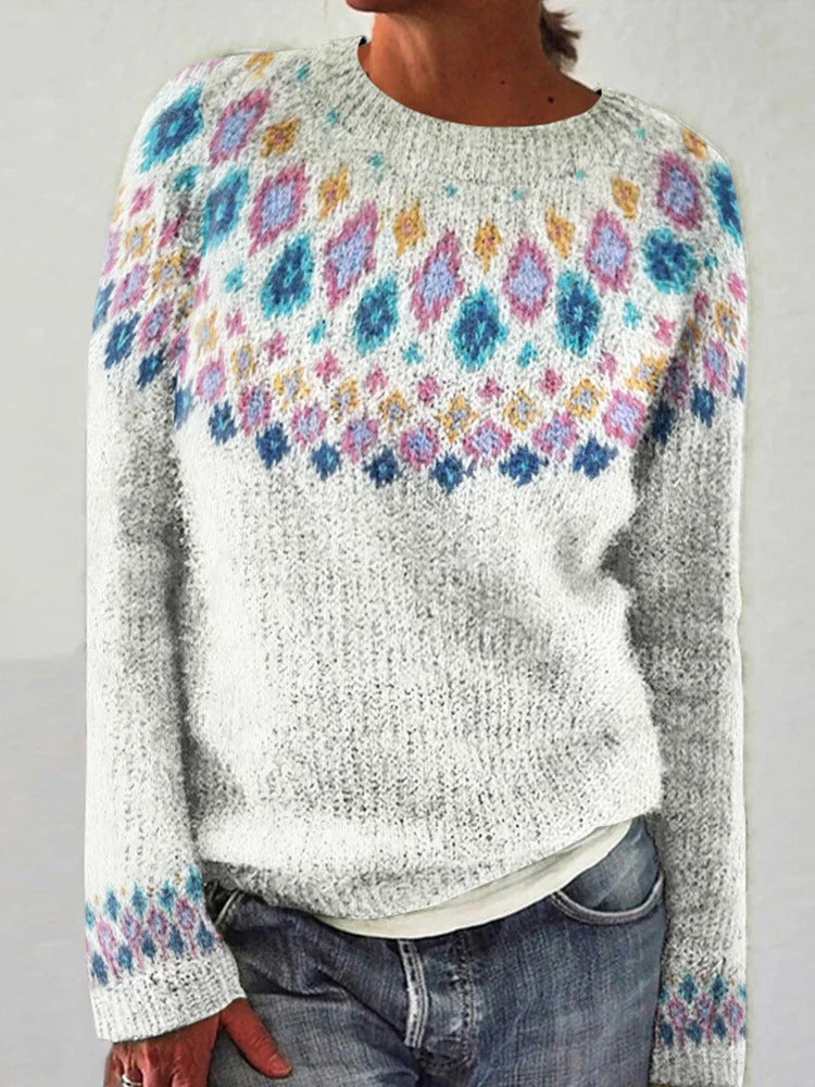 Round Neck Multicolor Loose Fashion Pullover Sweater