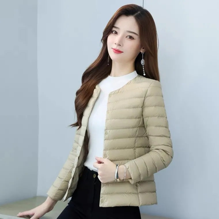Women's Lightweight Warm Collarless, Short Quilted Vest