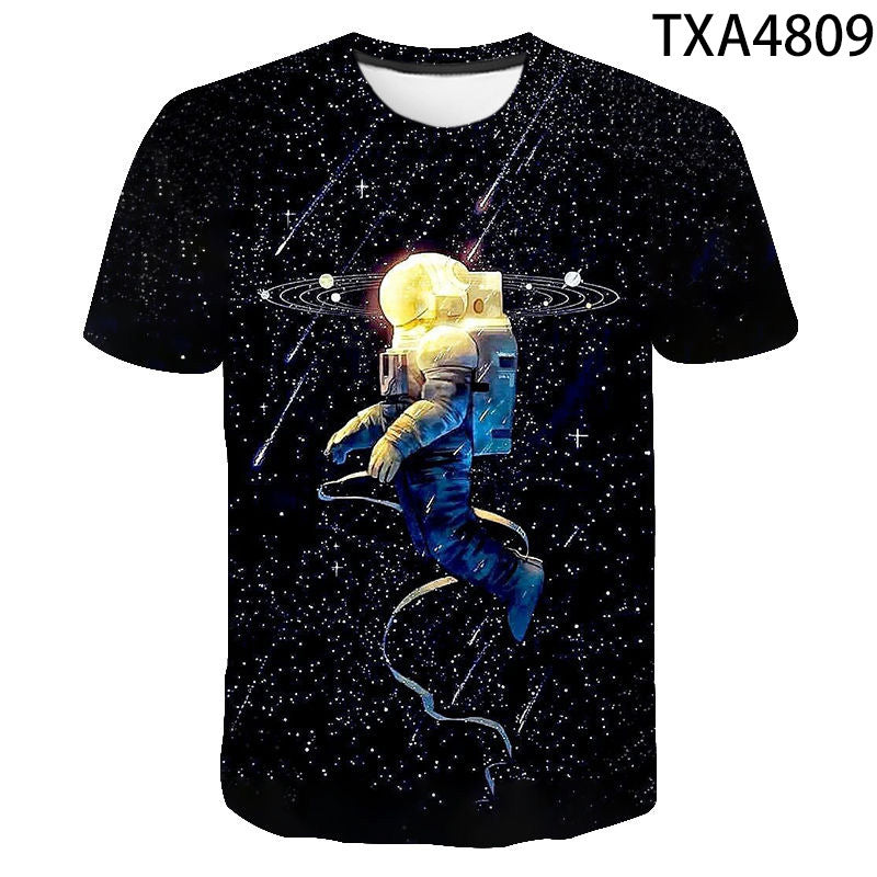 Summer Fashion Astronaut Starry Sky 3D Digital Print T-Shirt