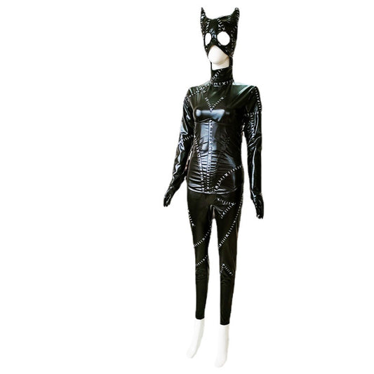 Women's Cos PU Leather Tights One-piece Suit