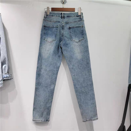 Ripped højtaljede Slimming Jeans til kvinder