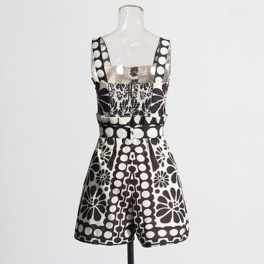 Women's Button Knotted Short Wide-leg Jumpsuit