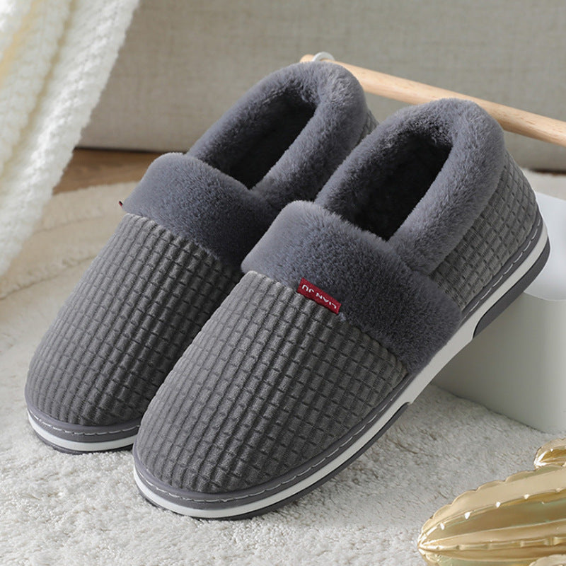 Large-size  Warm Thick-soled Flat-bottom Outer Wear Plus Fleece Cotton Shoes