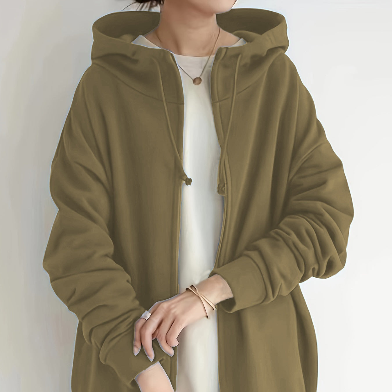 New Personality Street Sweater Zipper Hooded Long