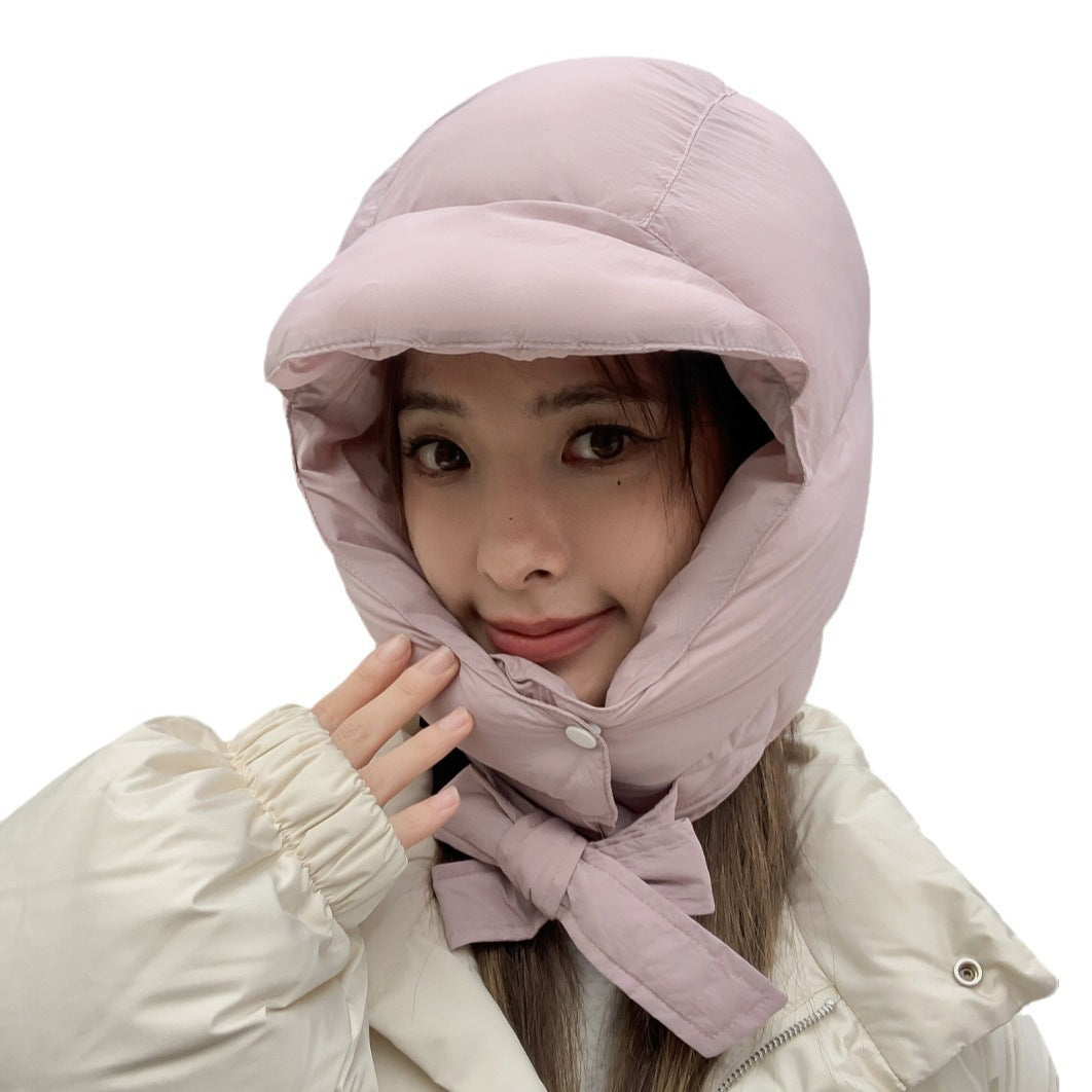Unisex Warm Down Knit Beanie That Keeps Your Ears And Neck Cozy In Winter