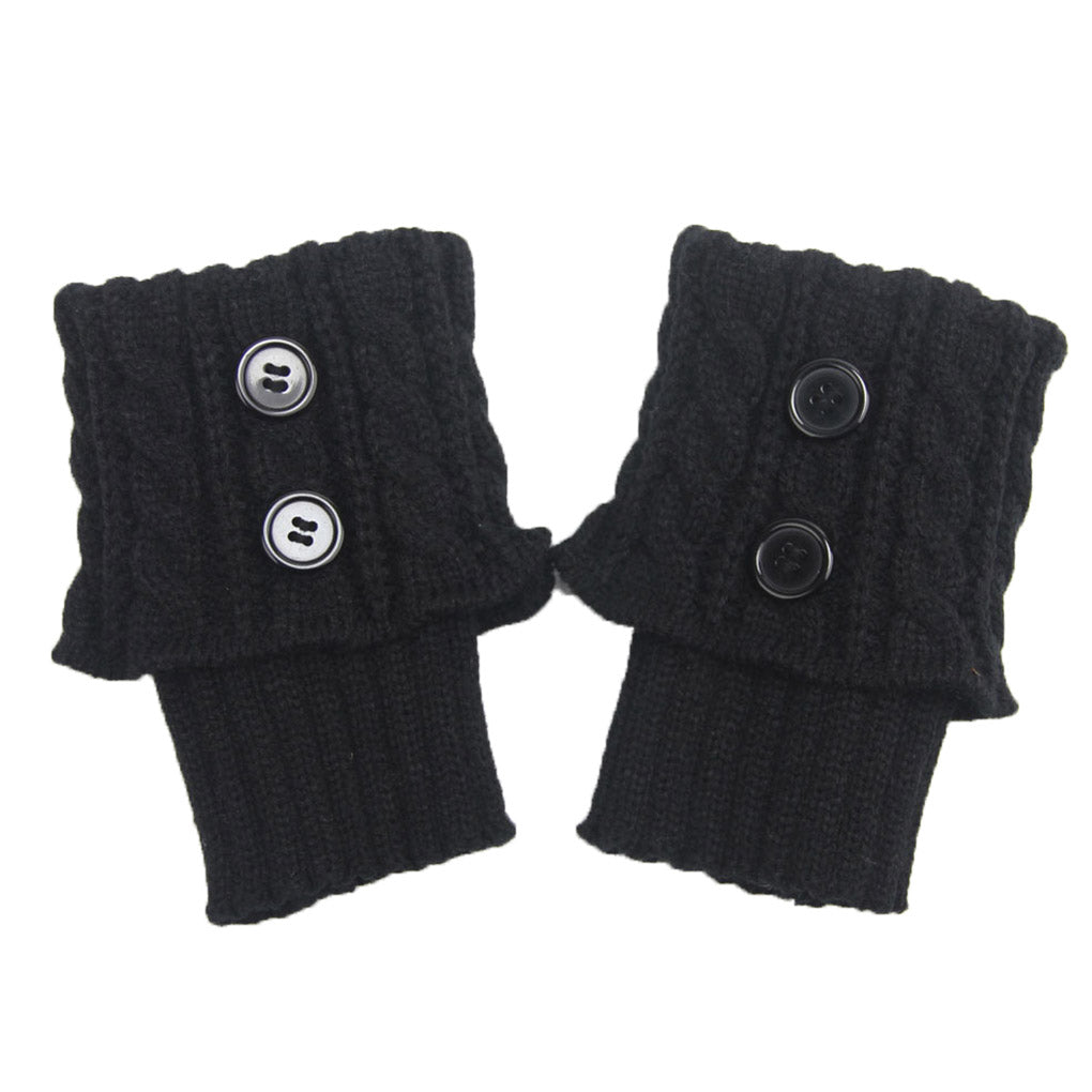 Women's Knitted Wool Short Twist Flap Button Ankle Cover