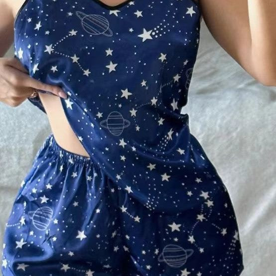 Leopard Print Camisole Pajama Set For Women