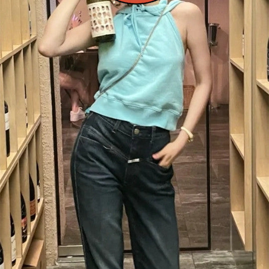 Design A Short T-shirt Jacket With A Sense Of Minority Backless Summer