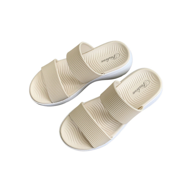 Women's Fashion Thick-soled Color Matching Double-strap Slippers