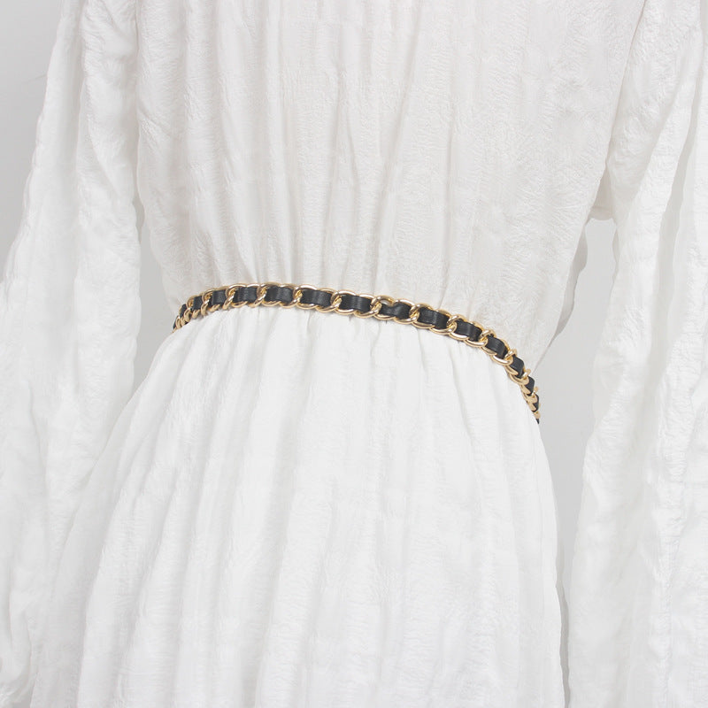 Chain Belt Retro Fine Decoration Waist Matching Shirt Black Waist Chain Accessories