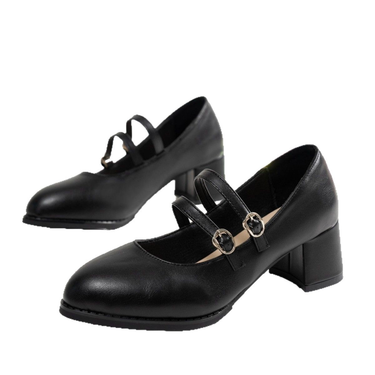 Plus Size Retro Pointed Low-cut Chunky Heel Shoes