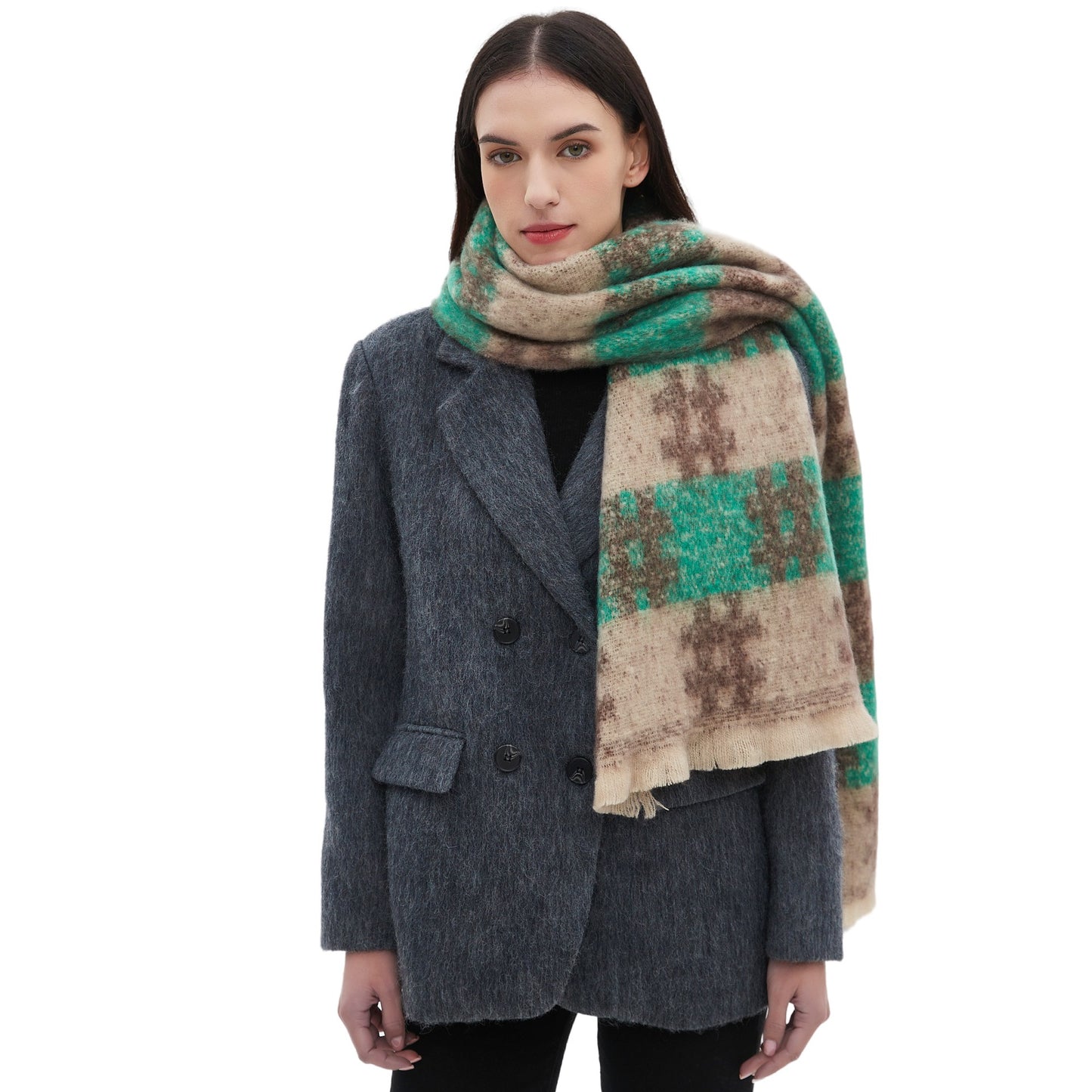 European And American-style Yarn Pattern Jacquard Scarf