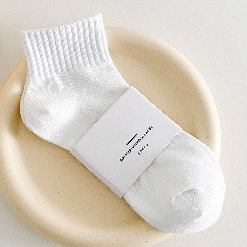 Simple Solid Color Women's Mid Tube Socks