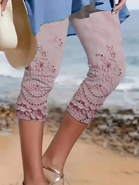 Printed Seaside Series Cropped Leggings  3d