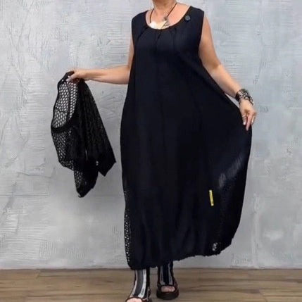 Autumn New Solid Color Round Neck Hollow-out Suit