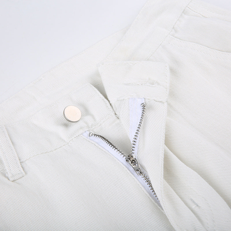Leg-high Waist Straight Tubular Casual Frock Trousers