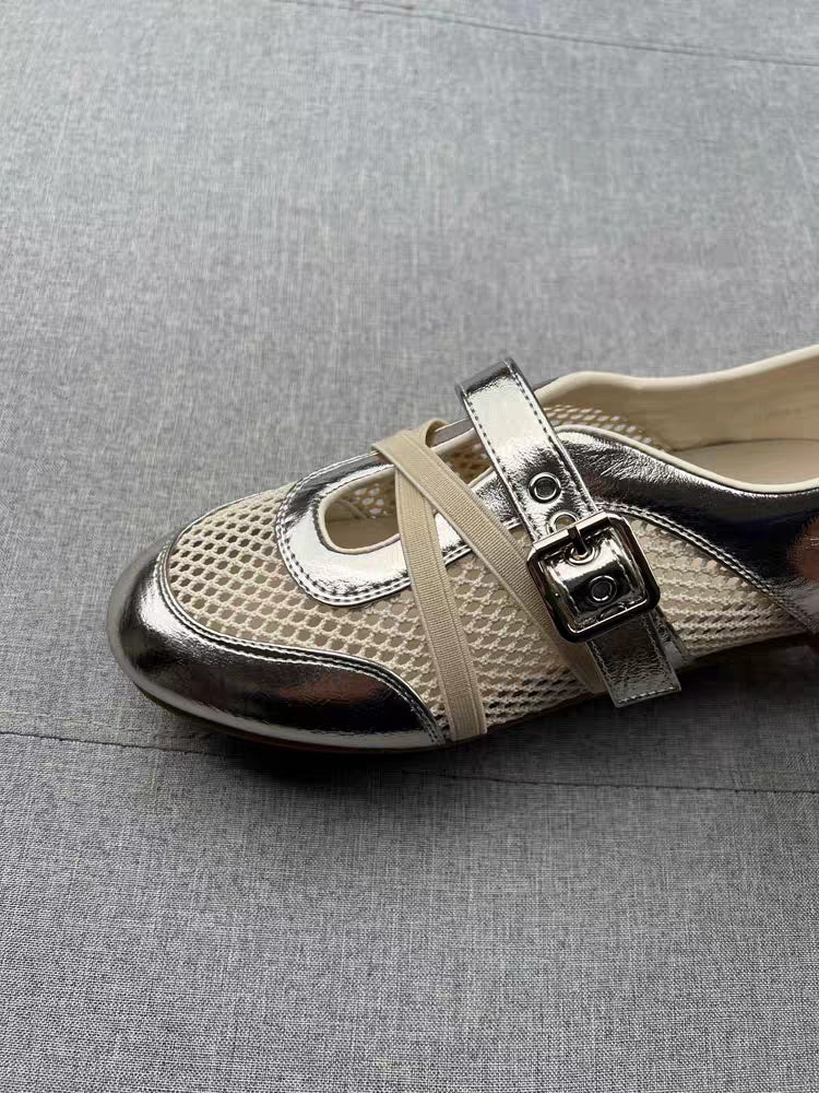 Summer New Korean Style Hollow Mesh Mary Jane Shoes For Women, Fashion Versatile Comfort Soft Flat Loafers