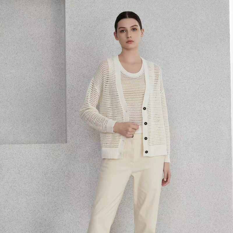 V-neck Linen Knitted Cardigan Jacket