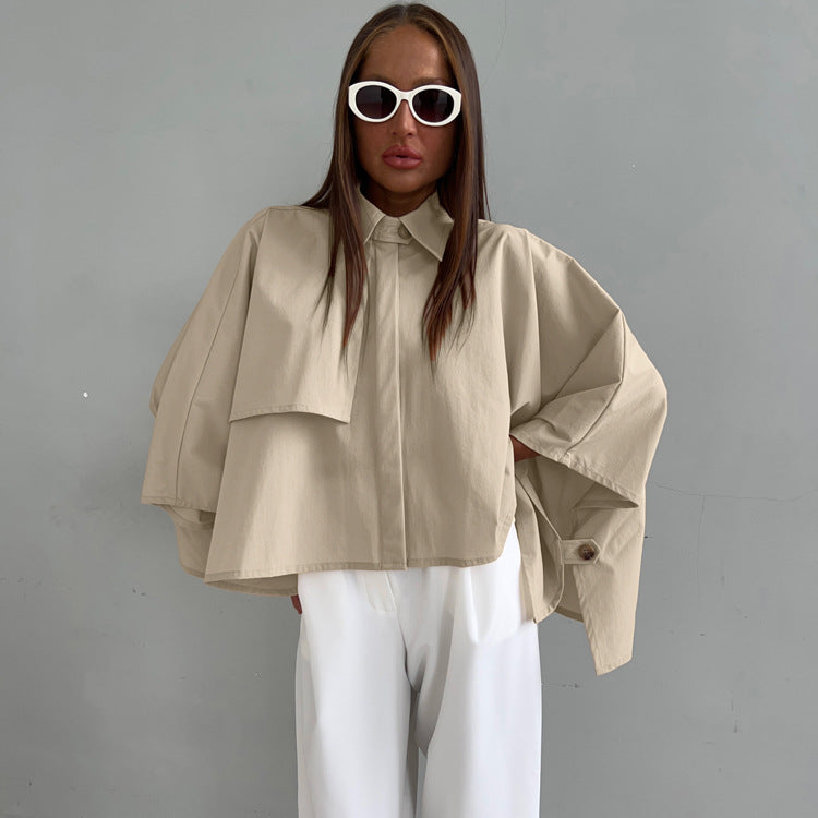 Dame Casual Flagermusærme Cardigan Skjorte