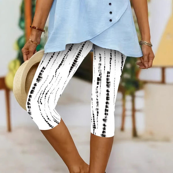 Printed Seaside Series Cropped Leggings  3d