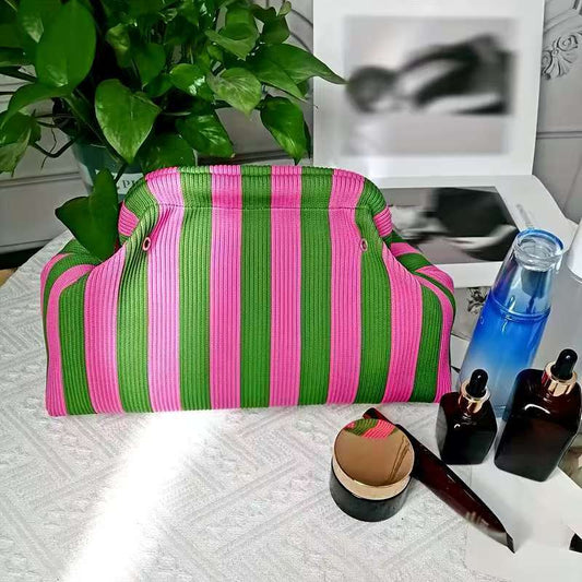 Crossbody Slim-striped Contrast-color Knit Vintage Versatile Minimalist Clutch