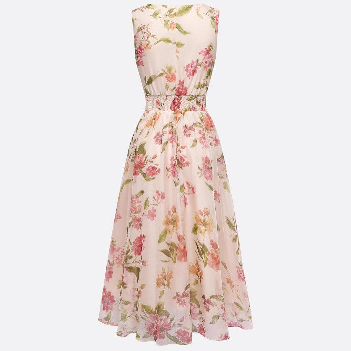 Chiffon V-hals Ærmeløs A-formet Bodycon Kjole