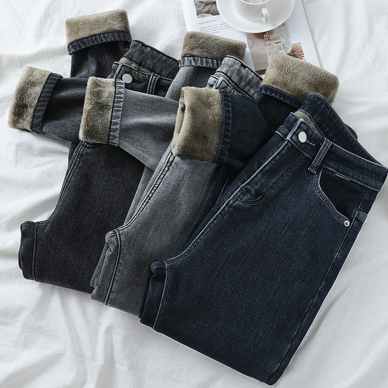 Fashion Ladies' High-waisted Plus Velvet Feet Pants