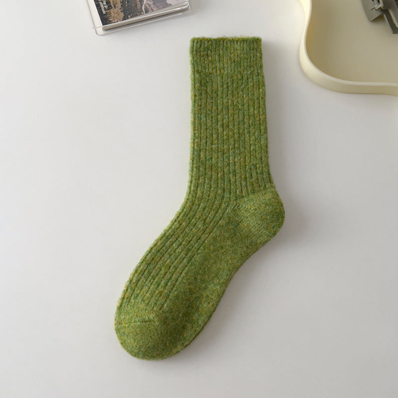 Thick Solid-color Warm Wool Mid-calf Socks