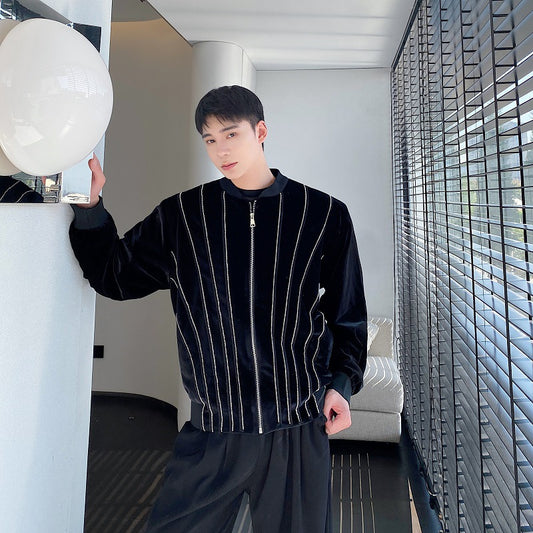 Men's Three Dimensional Sequin Decorative Sweater Coat
