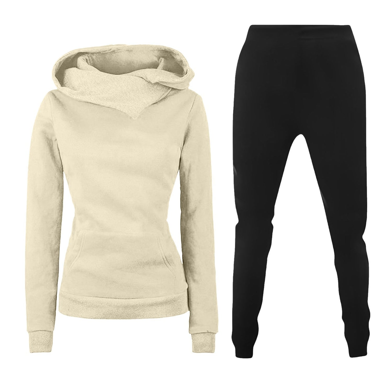 Ladies Hooded Sweater Casual Suit Two-piece Set