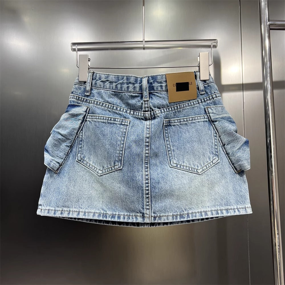 Three-dimensional Bow Denim Skirt