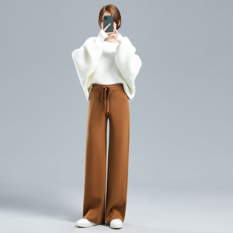 Women's Fashionable Cashmere Knitted Wide-leg Pants