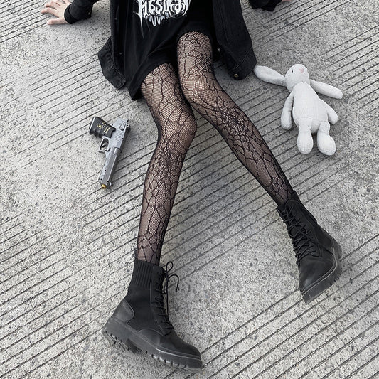 Online Celebrity Spider Web Pants Socks