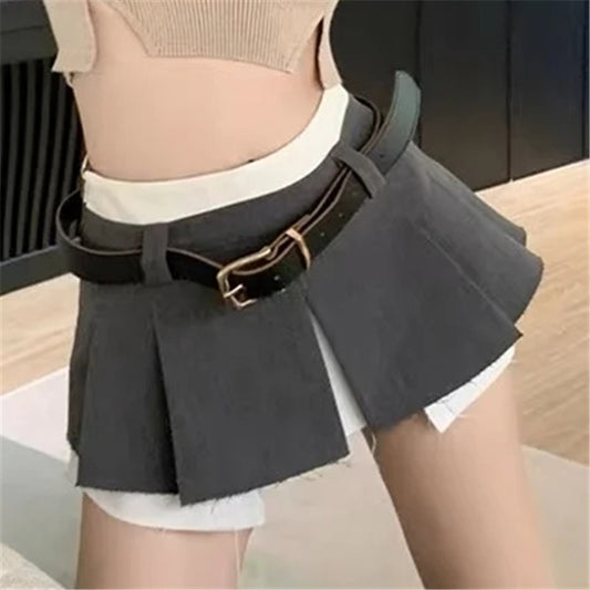 Low Waist Skirt Retro Hip-wrapped Pleated Skirt