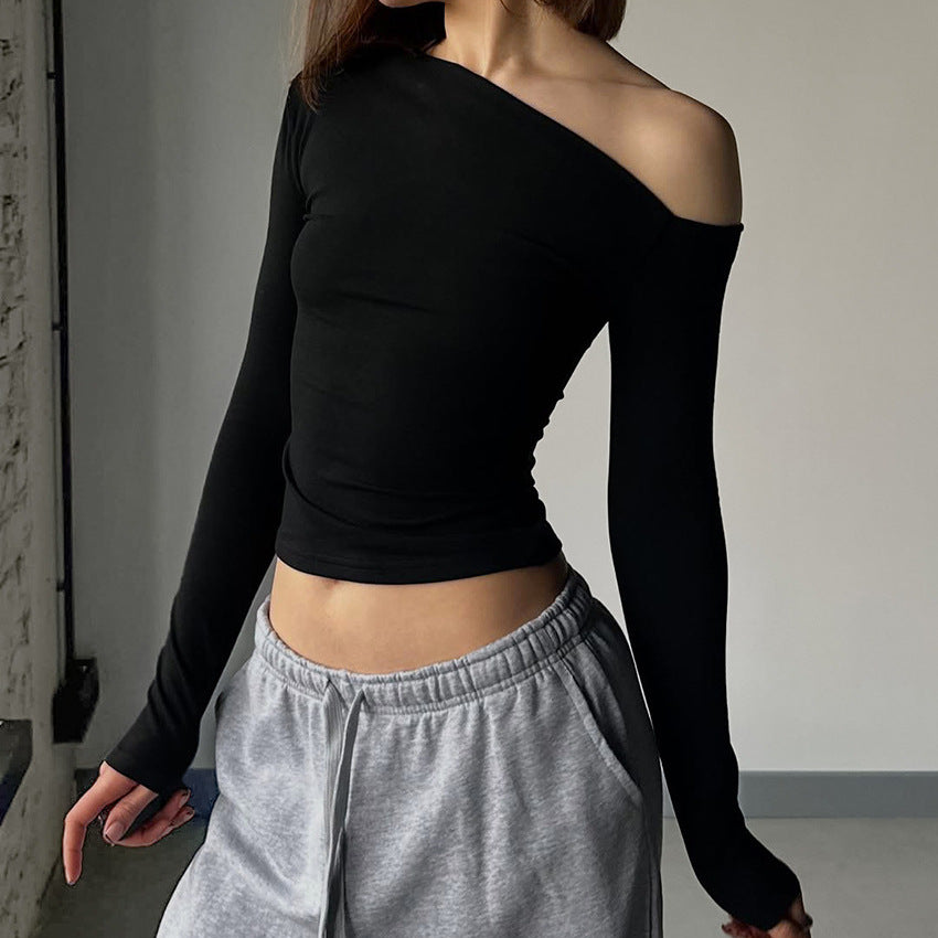 Langærmet stram off-shoulder top til kvinder