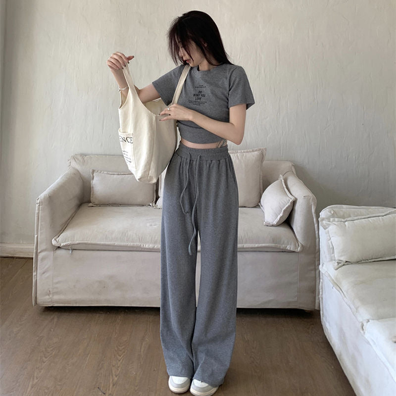 Top With Draped Wide-leg Pants Two-piece Set