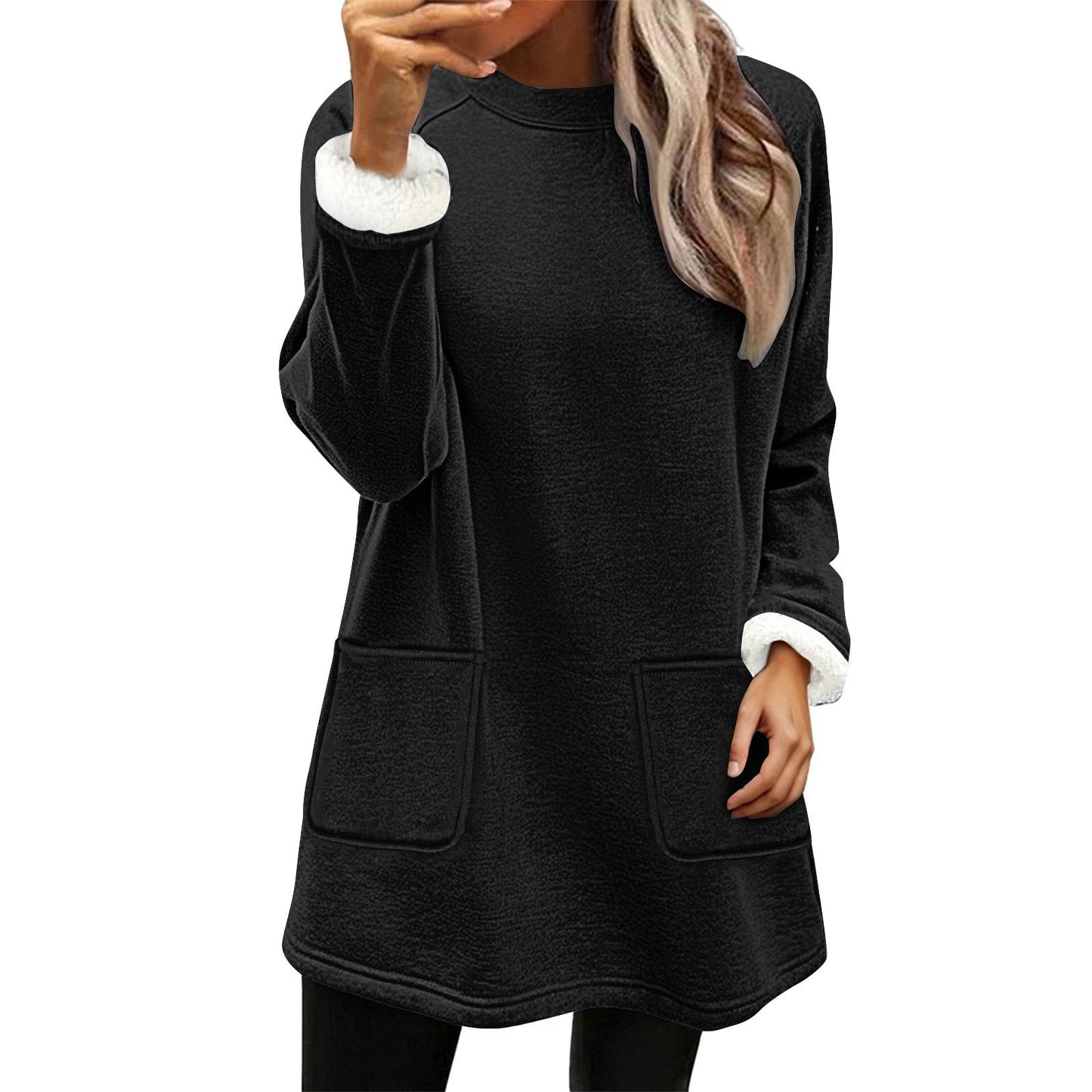 Snowman Digitaltryk Afslappet Løstsiddende Fløjlsweater med Brede Ærmer