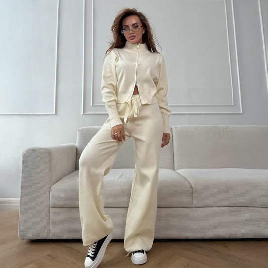 Temperament Commute Zipper Knitting Suit