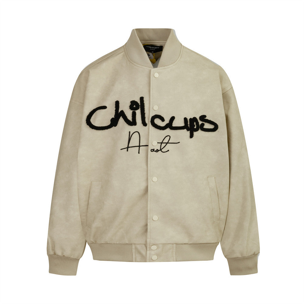 Letter Embroidery Creative Biker's Leather Jacket