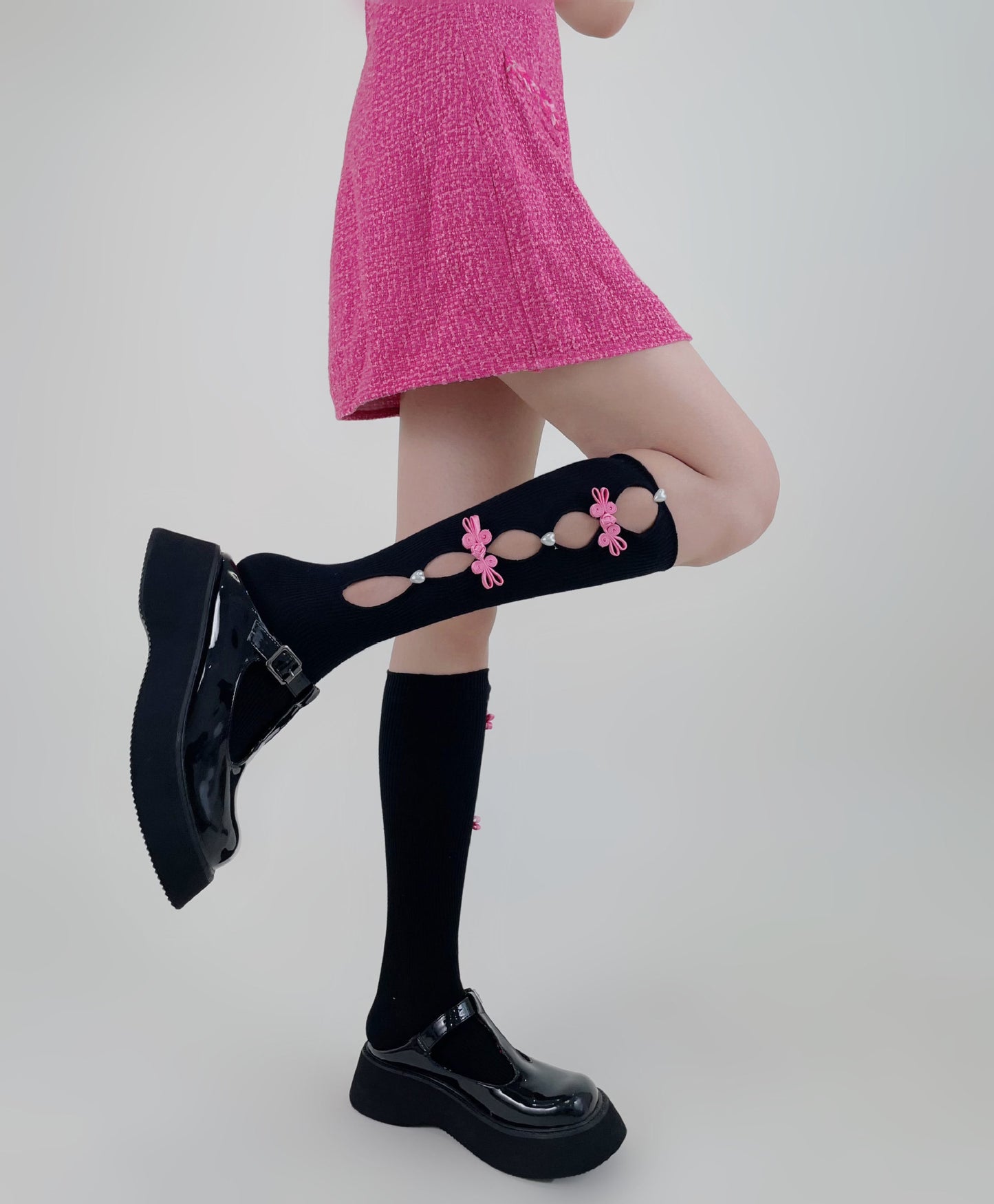 Cute Rabbit Cheongsam Button Decorative Socks