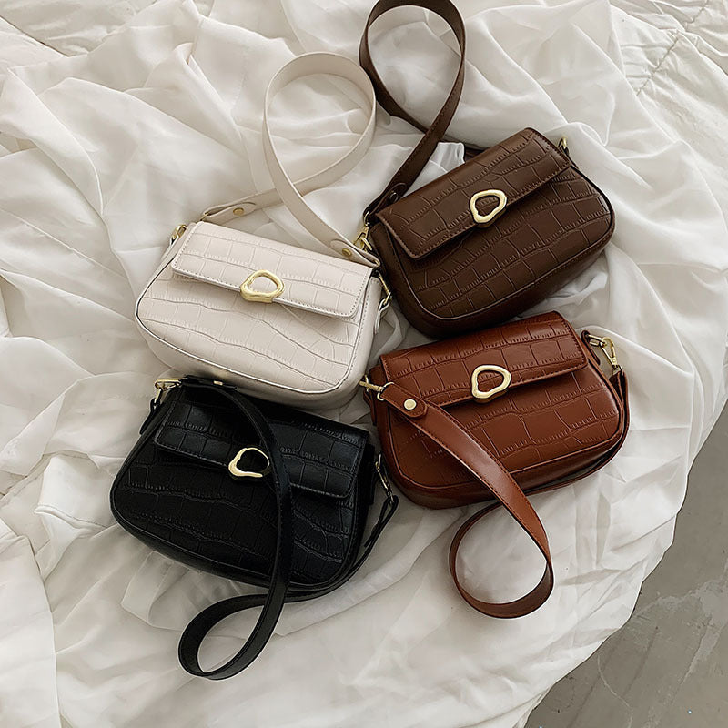 Personality Stone Pattern Stone Cracked Shoulder Bag With Stitching