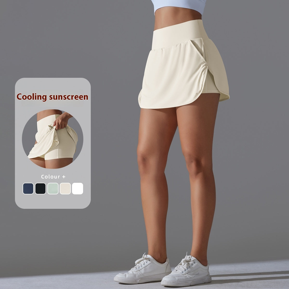 New Fake Two-piece Inner Wear Nude Feel Slim Fit Slimming Exercise Skirt
