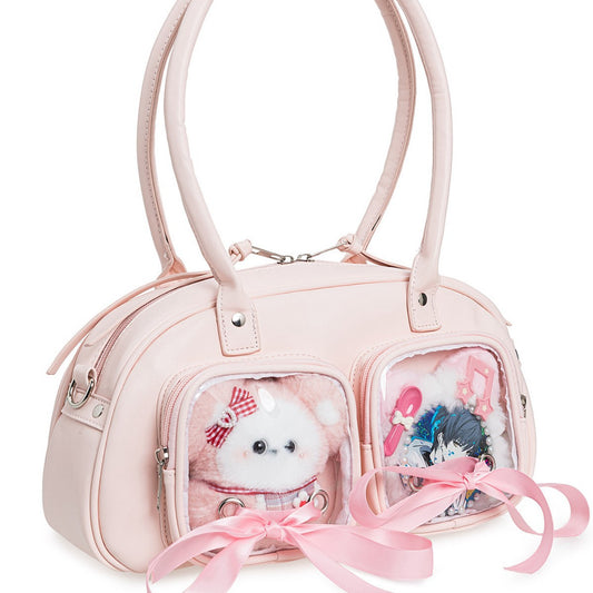 Japanese College Style Two-dimensional Ribbon Bow Transparent Doll Cartoon Backpack