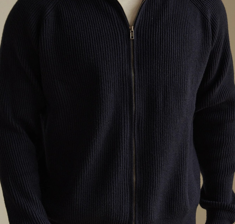Anti-Pilling Combed Cotton Zipper Coat Knitted Cardigan Sweater