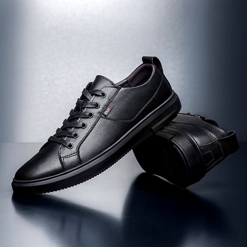 Solid Color Round Toe Everyday Black Low-top General Purpose White Shoes