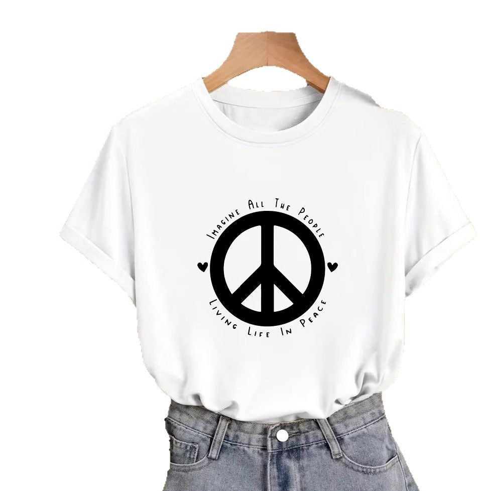 Cross-border Round Neck Fashionable Women's T-shirt