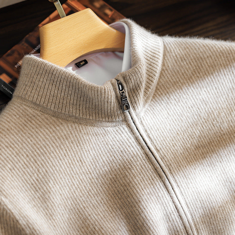 Rundhalset Sweater til Mænd med Lynlås