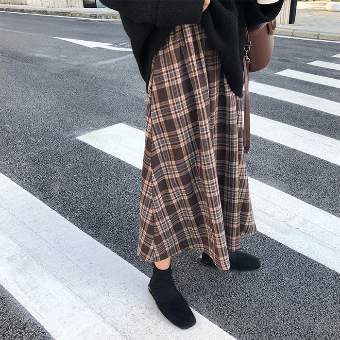 High Waist Slimming A- Line Umbrella Skirt Mid-length Loose Swing Dress