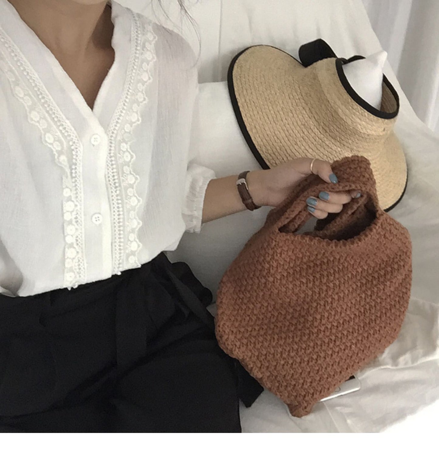 Women's Portable Loose Hemp Soft Knitted Wool Bag